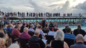 Two pictures of the ANZAC Day service.