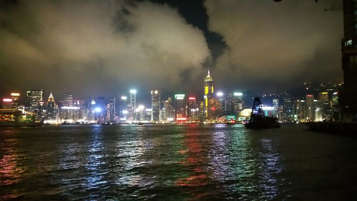 The night time skyline of Hong Kong